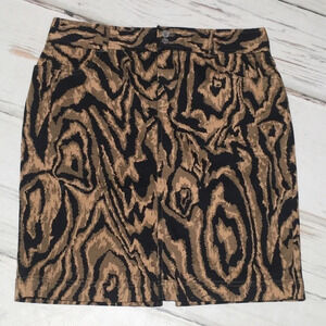Chaps Pencil Skirt Animal Print Pockets Brown 6